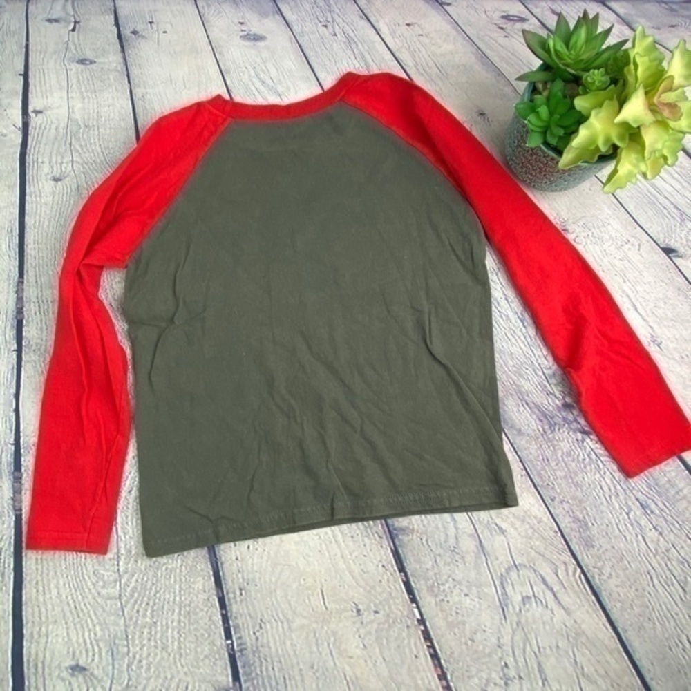Nickelodeon Grey Red TMNT Raglan Shirt Kids Small Raphael Graphic Long Sleeve - Picture 7 of 7